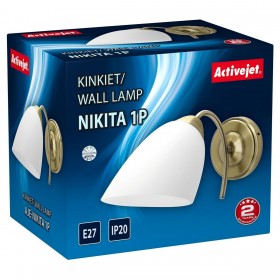 Applique da Parete Activejet NIKITA 1P Patyna Bianco Metallo Vetro 60 W 220-240 V 26 x 12 x 12,5 cm 30 x 12 x 15 cm (1 Pezzi)