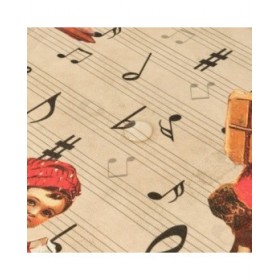 Tovaglia in resina antimacchia Belum Christmas Sheet Music Nero Rosso Verde Lino 150 x 150 cm