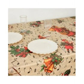 Tovaglia in resina antimacchia Belum Christmas Sheet Music Nero Rosso Verde Lino 250 x 150 cm