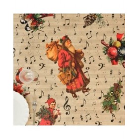 Tovaglia in resina antimacchia Belum Christmas Sheet Music Nero Rosso Verde Lino 250 x 150 cm