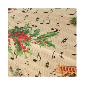 Tovaglia in resina antimacchia Belum Christmas Sheet Music Nero Rosso Verde Lino 250 x 150 cm
