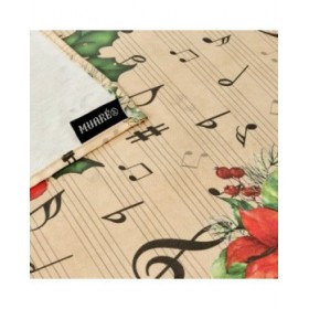 Tovaglia in resina antimacchia Belum Christmas Sheet Music Nero Rosso Verde Lino 250 x 150 cm