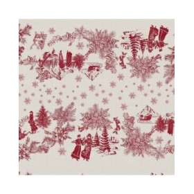 Tovaglia in resina antimacchia Belum Christmas Toile Rosso Lino 100 x 150 cm