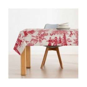Tovaglia in resina antimacchia Belum Christmas Toile Rosso Lino 250 x 140 cm