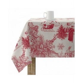 Tovaglia in resina antimacchia Belum Christmas Toile Rosso Lino 250 x 140 cm