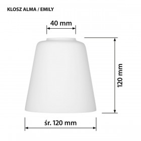 Paralume Activejet klosz ALMA Bianco Vetro 12 cm