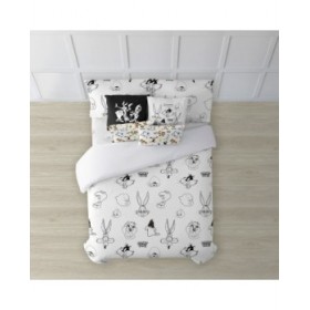 Copripiumino Looney Tunes Looney B&W Bianco black 175 Fili 200 x 200 cm