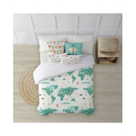 Copripiumino Kids&Cotton Mapamundi Multicolore 140 x 200 cm Mappamondo