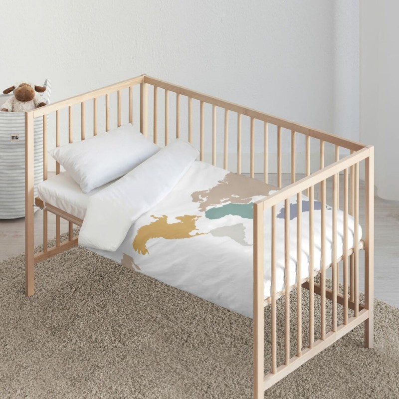 Set di copripiumino Kids&Cotton Maui Big Bianco 100 x 120 cm