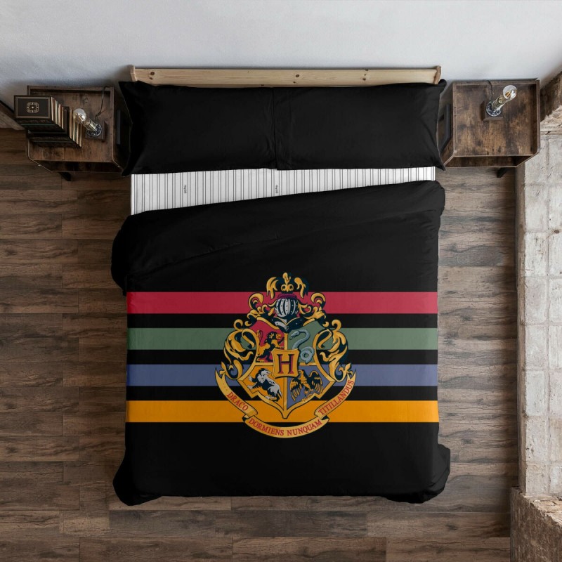 Copripiumino Harry Potter Hogwarts Nero Multicolore 175 Fili 140 x 200 cm Singolo