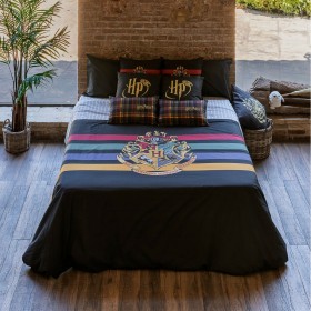 Copripiumino Harry Potter Hogwarts Nero Multicolore 175 Fili 140 x 200 cm Singolo