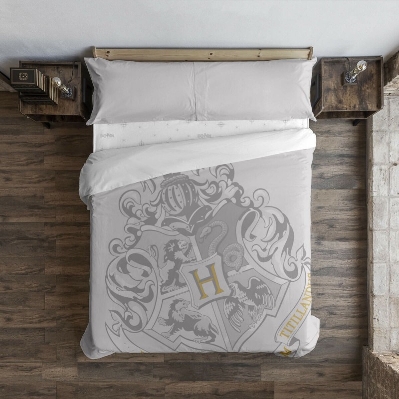 Copripiumino Harry Potter Hogwarts Grigio Multicolore 175 Fili 180 x 220 cm Singolo