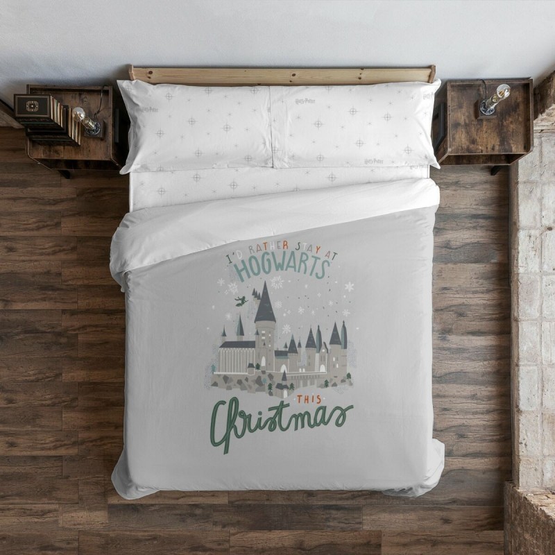 Copripiumino Harry Potter Hogwarts in Christmas Multicolore 175 Fili 180 x 220 cm Singolo