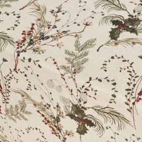 Tovaglia in resina antimacchia Belum Christmas Mistletoe Rosso Verde Naturale 150 x 150 cm
