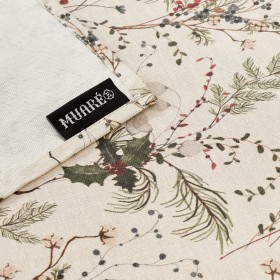 Tovaglia in resina antimacchia Belum Christmas Mistletoe Rosso Verde Naturale 150 x 150 cm