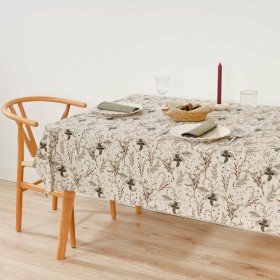 Tovaglia in resina antimacchia Belum Christmas Mistletoe Rosso Verde Naturale 150 x 150 cm