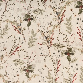 Tovaglia in resina antimacchia Belum Christmas Mistletoe Rosso Verde Naturale 150 x 150 cm