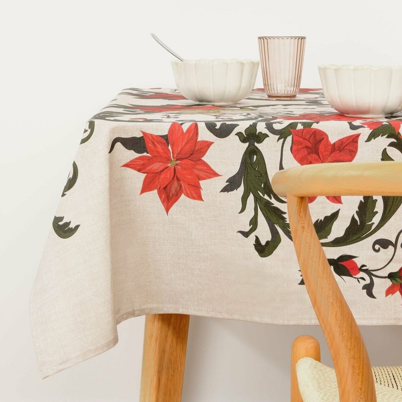 Tovaglia in resina antimacchia Belum Christmas Symetric Rosso Verde Lino 100 x 150 cm