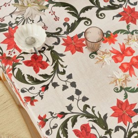 Tovaglia in resina antimacchia Belum Christmas Symetric Rosso Verde Lino 100 x 150 cm