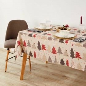 Tovaglia in resina antimacchia Belum Laponia Rosso Grigio Lino 200 x 150 cm