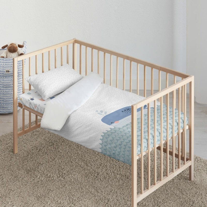 Set di copripiumino Kids&Cotton Malu Big Azzurro 100 x 120 cm