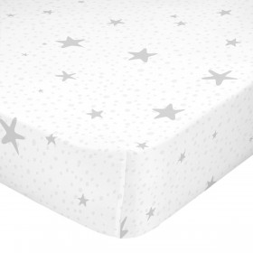 Lenzuolo con angoli HappyFriday BASIC KIDS Bianco Grigio 60 x 120 x 14 cm Stelle