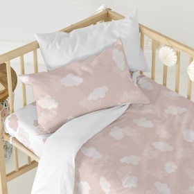 Lenzuolo con angoli HappyFriday BASIC KIDS Rosa 60 x 120 x 14 cm Nuvole