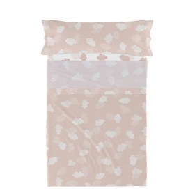 Set di Lenzuola HappyFriday Basic Kids Clouds Rosa Singolo 180 x 270 cm 2 Pezzi
