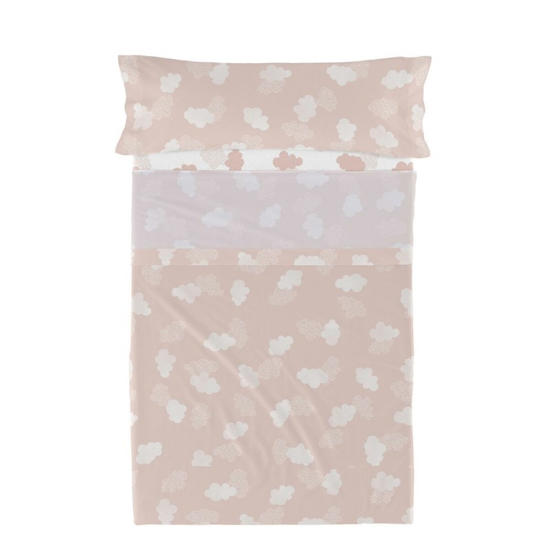 Set di Lenzuola HappyFriday Basic Kids Clouds Rosa Singolo 180 x 270 cm 2 Pezzi