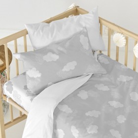 Set di copripiumino HappyFriday Basic Kids Grigio Culla Neonato 2 Pezzi