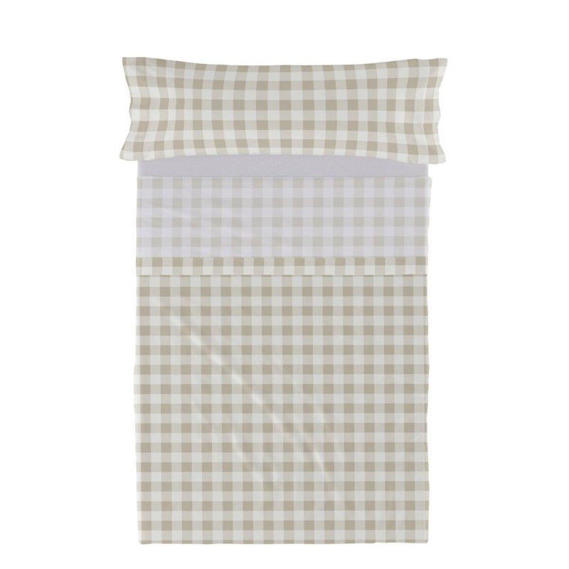 Set di Lenzuola HappyFriday Basic Kids Vichy Beige Singolo 180 x 270 cm 2 Pezzi