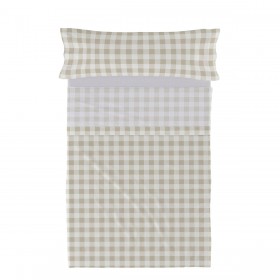 Set di Lenzuola HappyFriday Basic Kids Vichy Beige Singolo 2 Pezzi
