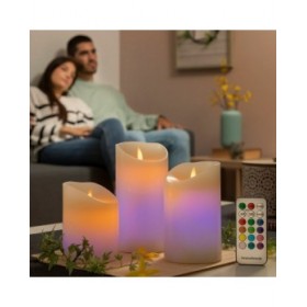 Candele a LED Multicolor Effetto Fiamma con Telecomando Lendles InnovaGoods 3 Unità