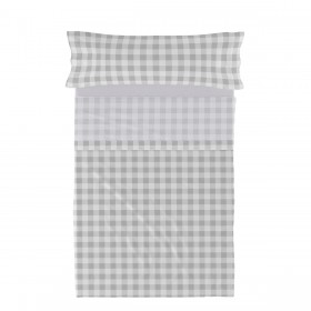 Set di Lenzuola HappyFriday Basic Kids Vichy Grigio Singolo 2 Pezzi