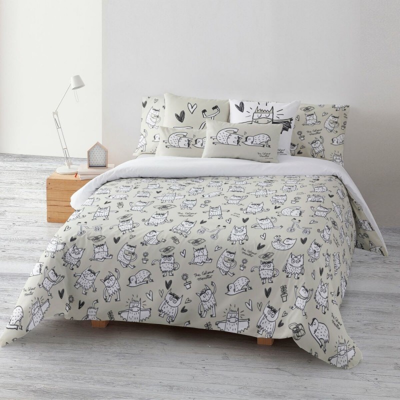 Copripiumino Decolores Monstre Beige 175 Fili 180 x 220 cm