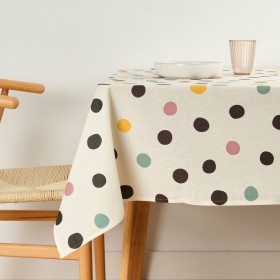 Tovaglia antimacchia Belum CUZCO Bianco Multicolore 100 x 250 cm Pois