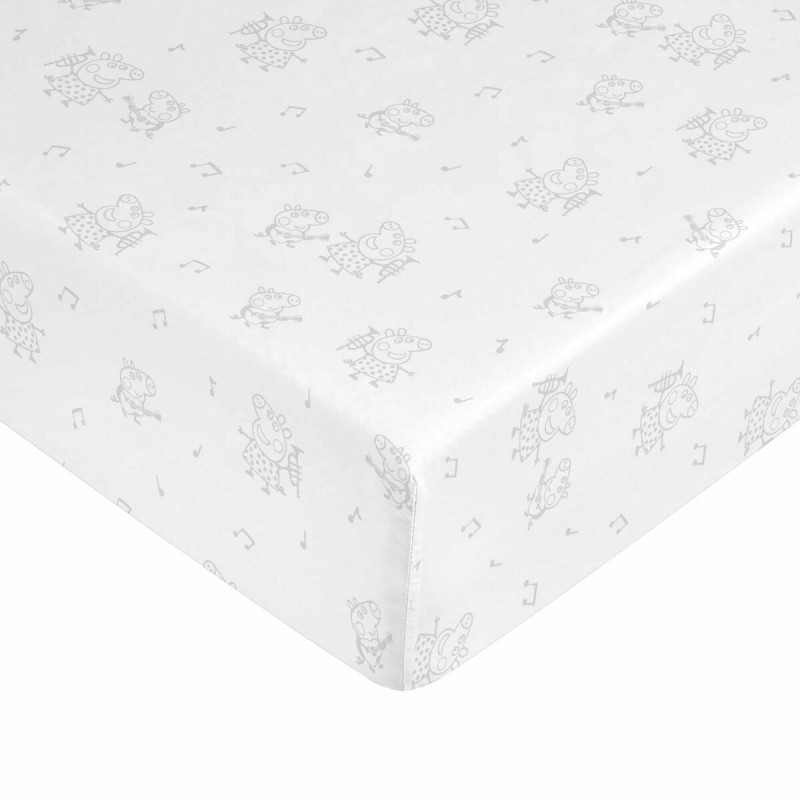 Lenzuolo con angoli aderenti Peppa Pig Bianco Grigio 90 x 200 cm 100 % cotone