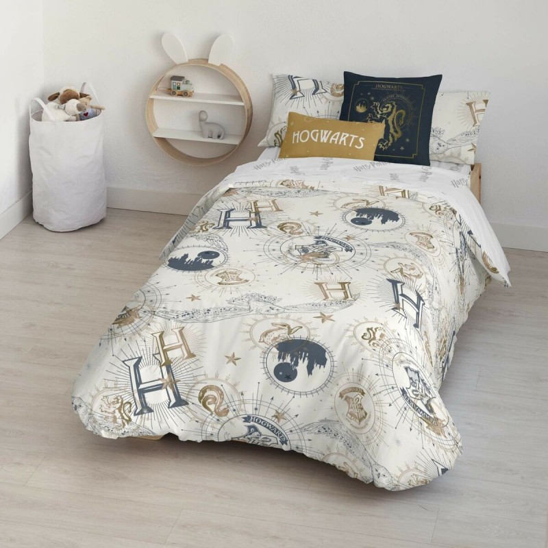 Copripiumino Harry Potter Gold Beige Multicolore 175 Fili 240 x 220 cm Matrimoniale