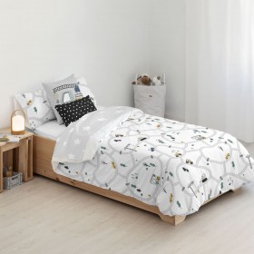 Copripiumino Kids&Cotton Brail Bianco 175 Fili 180 x 220 cm