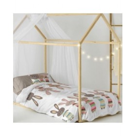 Set di copripiumino HappyFriday Moshi Moshi Rabbit Family Multicolore Singolo 2 Pezzi