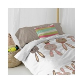 Set di copripiumino HappyFriday Moshi Moshi Rabbit Family Multicolore Singolo 2 Pezzi