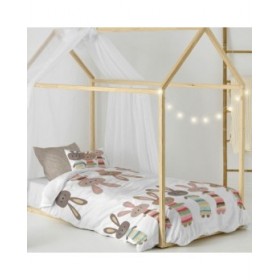 Set di copripiumino HappyFriday Moshi Moshi Rabbit Family Multicolore Singolo 2 Pezzi