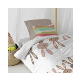 Set di copripiumino HappyFriday Moshi Moshi Rabbit Family Multicolore Singolo 2 Pezzi