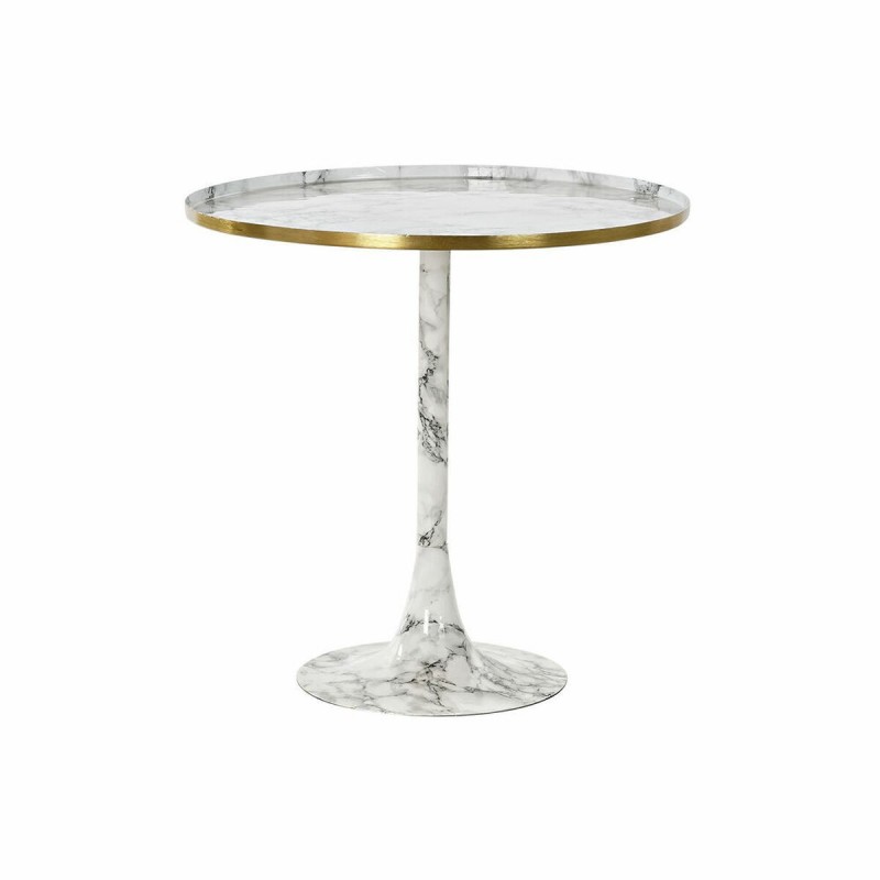 Tavolino Aggiuntivo DKD Home Decor SIMIL MARMOL Metallo Alluminio (Ricondizionati B)