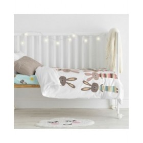 Set di copripiumino HappyFriday Moshi Moshi Rabbit Family Multicolore Culla Neonato 2 Pezzi