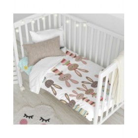 Set di copripiumino HappyFriday Moshi Moshi Rabbit Family Multicolore Culla Neonato 2 Pezzi