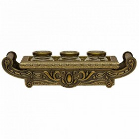 Vassoio Alexandra House Living Rame Vetro Alluminio Legno MDF 17 x 7 x 43 cm