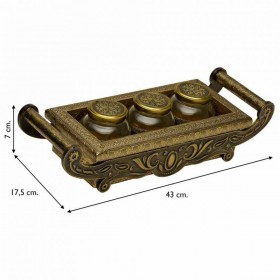 Vassoio Alexandra House Living Rame Vetro Alluminio Legno MDF 17 x 7 x 43 cm