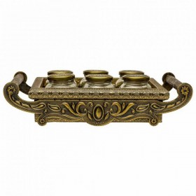 Vassoio Alexandra House Living Rame Vetro Alluminio Legno MDF 26 x 7 x 46 cm