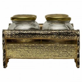 Vassoio Alexandra House Living Dorato Vetro Alluminio Legno MDF 13 x 6 x 25 cm